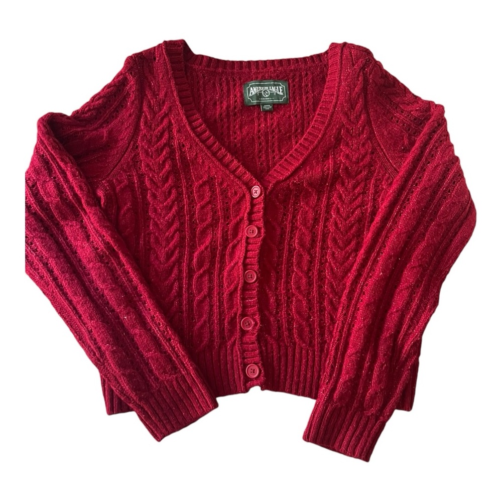 American Eagle Cropped Button Up Cardigan